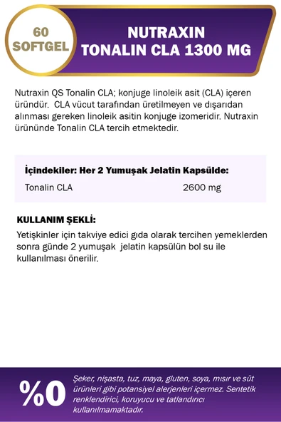 NUTRAXIN TONALIN CLA 60 SOFTGEL - Resim 2