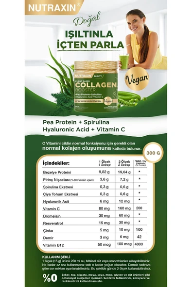 NUTRAXIN VEGAN COLLAGEN BOOSTER 300 GR - Resim 3