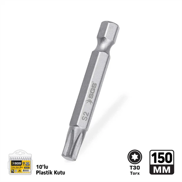 SGS TORX UÇLU BİTS S2 T30 150mm Sand-Pro Series (10 ADET) ürün görseli 1
