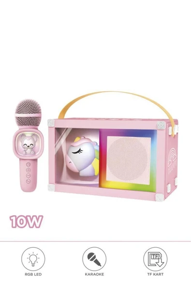 07 RGB Unikorn Figürlü Mikrofonlu Karaoke Bluetooth Hoparlör ürün görseli 1