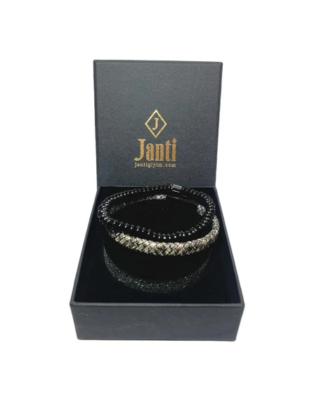 JTAW25BLK1619 HAKİKİ DERİ MIKNATIS KAPAMA ONYX ve HEMATİT DOĞALTAŞ SİYAH - GRİ GARANTİLİ HEDİYE KUTULU JANTİ BİLEKLİK ürün görseli 1