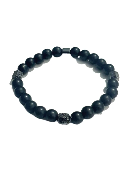 JTAW25BLK1649 8 MM ONYX ve LAV DOĞALTAŞ ESNEK SİYAH GARANTİLİ JANTİ BİLEKLİK ürün görseli 1