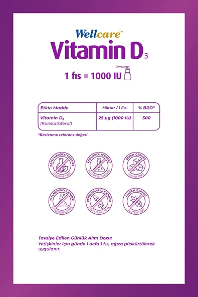 WELLCARE VITAMIN D3-1000 IU 30 ML - Resim 2