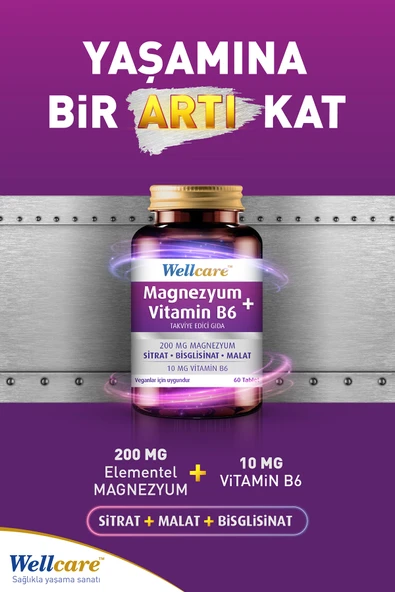 WELLCARE MAGNESIUM B6 VT 200/10M 30 TABLET - Resim 3