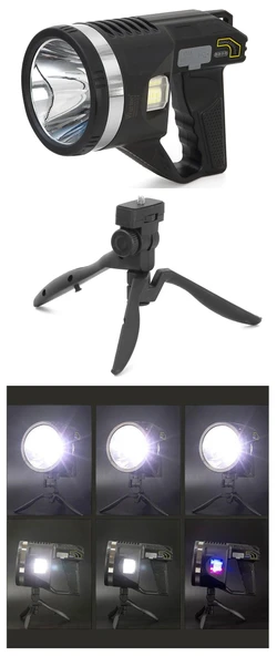 Şarjlı Dev Boy El Feneri Tripod Ayaklı Parlak Led El Lambası Kamp, Av Ve Güvenlik İçin İdeal ürün görseli 1