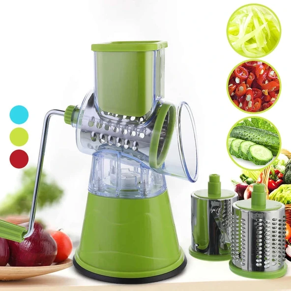 Tutma Kollu Çevirmeli Pratik Rulo Rende Drum Grater - Resim 2