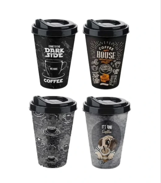 Kahve Bardağı - Kapaklı Desenli 650ml ürün görseli 1