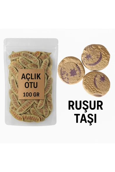 Doğal Ruşur Taşı (3 Adet) + 100 gr Açlık Otu - Cilt Temizliği ve Bitkisel Detoks Seti ürün görseli 1