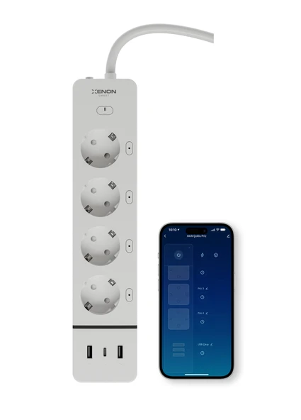 Xenon Smart Akıllı Çoklu Priz Wi-fi, 3 Port USB + 4 Priz, Sesli Komut ve Mobil Kontrol, Akım Korumalı Priz (X7087) ürün görseli 1