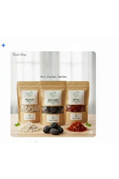 Akgünlük 30g + Kara Halile 70g + Safran 15g – Doğal Bitki Çayı ve Detoks Seti ürün görseli 1