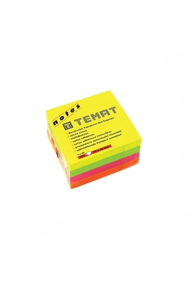 Temat Küp Not Kağıdı 75X75 Mm Fosforlu Renk 320 Sayfa 4X80 328745 ürün görseli 1