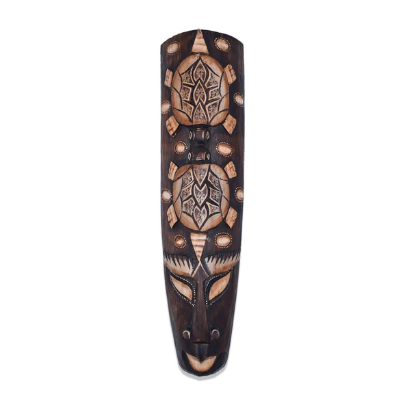 Ahşap Surat Maske, 50 cm, Duvar Objesi, Yüz Mask, Çift Kaplumbağa ürün görseli 1