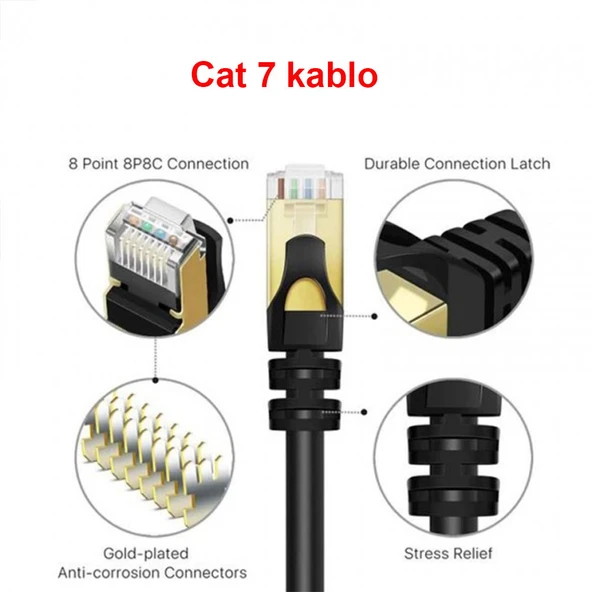 Cat7 ethernet Kablosu rj45 cat7 internet Kablo 30cm - Resim 3