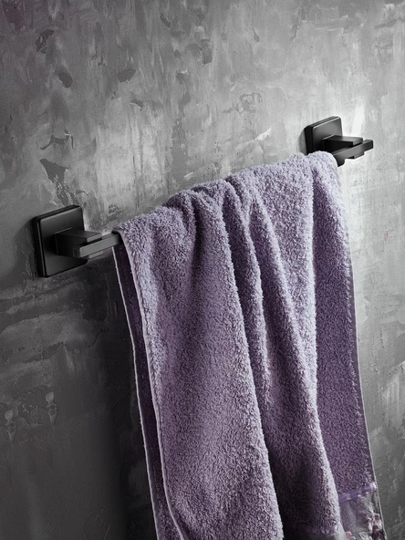 SAS Montajlı Uzun Havluluk Banyo Havlu Askısı Siyah S-06 ürün görseli 1