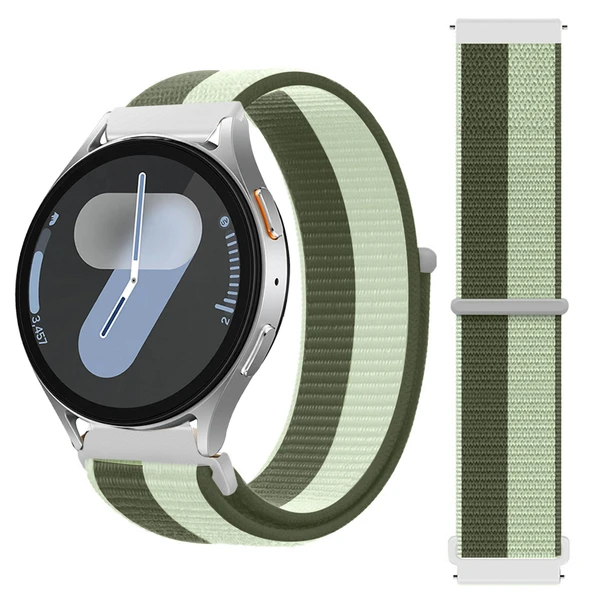 Samsung Galaxy Watch 4 5 6 7 Seri 40 42 43 44 46 47mm Cırt Cırtlı Yumuşak Spor Kumaş Örgü Kordon  Koyu Yeşil ürün görseli 1