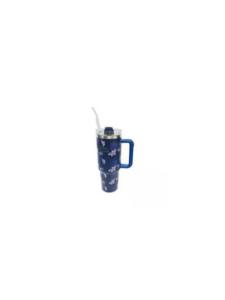 Cooker YK1549 Çiçek Desenli Lacivert Çelik Termos 1.2 lt ürün görseli 1