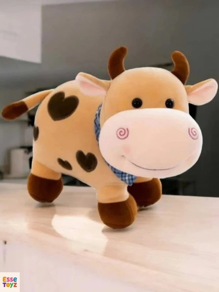 Kalpli Sevimli İnek 30 cm Peluş Uyku Arkadaşı ve Oyuncak Hediyelik ürün görseli 1