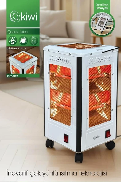 Kiwi KHT-8407 Quartz Isıtıcı 5 Yönlü Isıtma & Enerji Tasarruflu Kuvars Tüp & Taşınabilir Tasarım ürün görseli 1