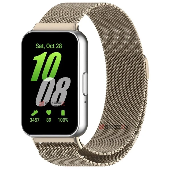 Sneezy Samsung Galaxy Fit 3 İle Uyumlu Woven Wire Tasarım Metal Hasır Kordon  Starlight ürün görseli 1