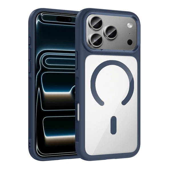 HEPTEKİLETİŞİM Apple iPhone 17 Pro Kılıf M-Safe Şarj Özellikli Metal Kamera Çerçeveli Kapak (TİKO) ürün görseli 1