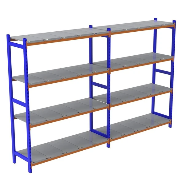4 Katlı Duble Depo Rafı - 300-350 Kg Taşıma Kapasiteli Hafif Rack Raf  50x120x250 cm ürün görseli 1