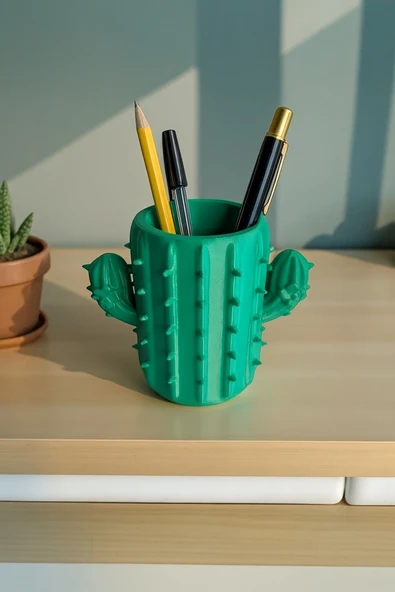 Kaktüs Kalemlik Dekoratif Masaüstü Organizer (Biyoplastik, 10 cm) ürün görseli 1