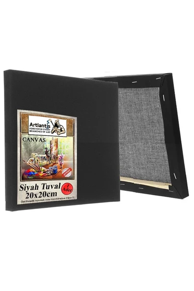 Siyah Tuval 20X20 cm 1 Adet Astarlı Kare Tuval Resim Tuvali Siyah 20*20 cm Tual  Akrilik Yağlı Boya İçin İdeal ürün görseli 1