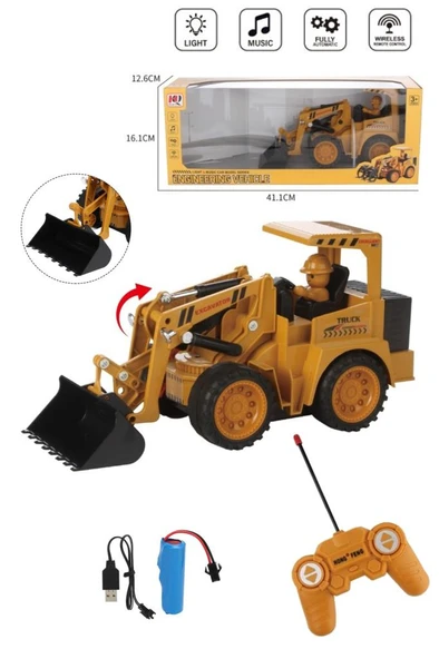 Şarjlı Kumandalı Çocuk Eğitici Full Fonksiyon Oyuncak Araç İş Makinası Kepçe ürün görseli 1