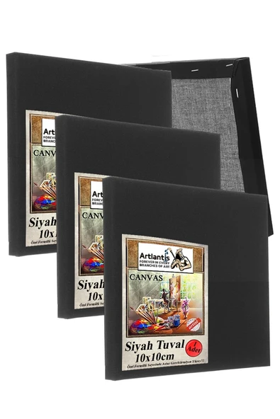Siyah Tuval 10x10 cm 3 Adet Astarlı Kare Tuval Resim Tuvali Siyah 10*10 cm Tual  Akrilik Yağlı Boya İçin İdeal ürün görseli 1