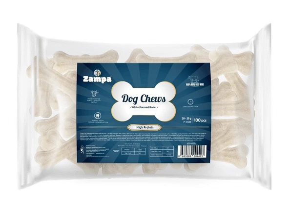 Zampa Beyaz Press Kemik Köpek Ödülü 20-25 Gr 100 Lü ürün görseli 1