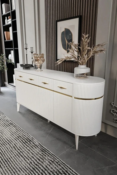 PİEDRA MOBİLYA Moduler Mdf Mebran Kapak Oval Konsol - Resim 3