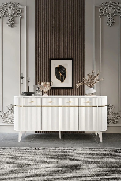 PİEDRA MOBİLYA Moduler Mdf Mebran Kapak Oval Konsol ürün görseli 1