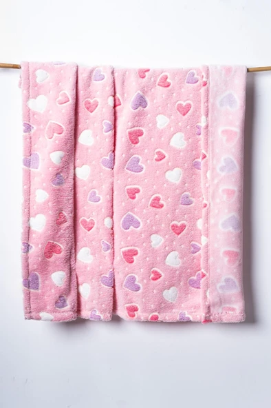 Golden Spring Baby Blanket Pembe Kalpli Bebek Battaniyesi ürün görseli 1