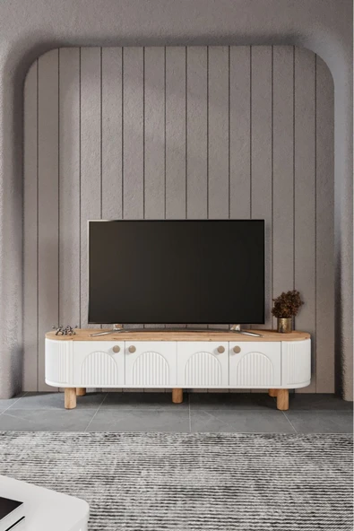Venüs Vns Modüler Mebran Kapak. Duru  Tv Sehpas180 Cm Perast Oval Tv Ünitesi ürün görseli 1