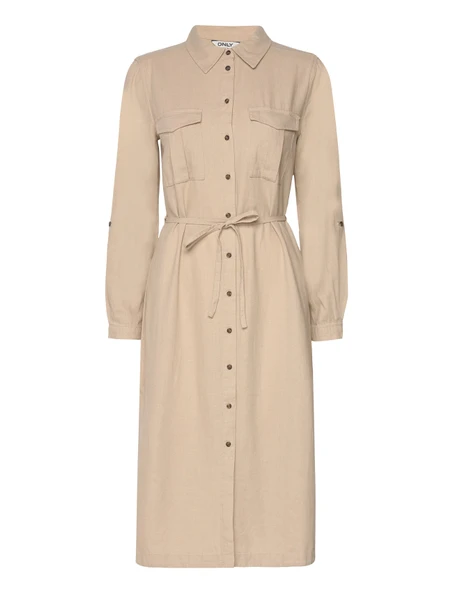 15278720 ONLCARO LS LINEN BL L SHIRT DRESS CC PNT ürün görseli 1