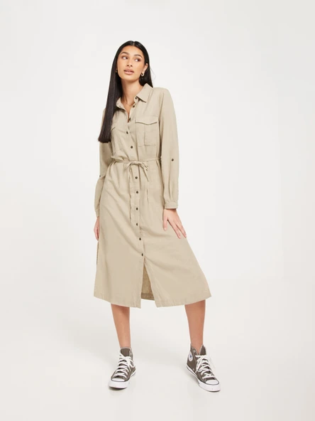 15278720 ONLCARO LS LINEN BL L SHIRT DRESS CC PNT ürün görseli 1
