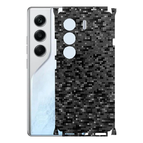Tecno Camon 40 ile Uyumlu 360 Arka Kaplama   Pixel Desenli Siyah ürün görseli 1