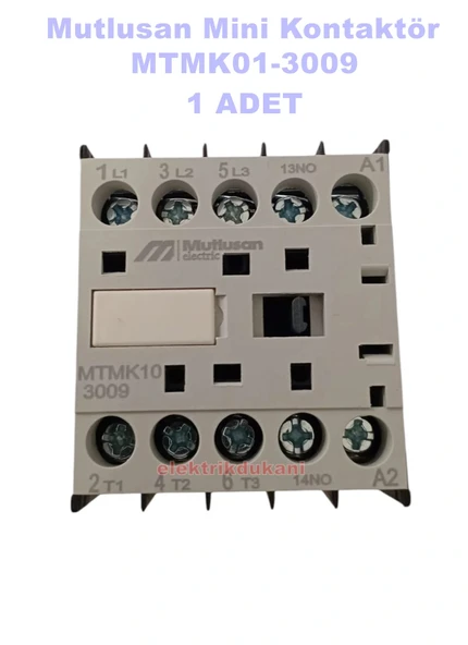 MUTLUSAN 3P 9A 4KW AC Mini Kontaktör 220v 1NC (9 Amper 220 Volt 1 Kapalı Kontak Trifaze Kontaktör) ürün görseli 1