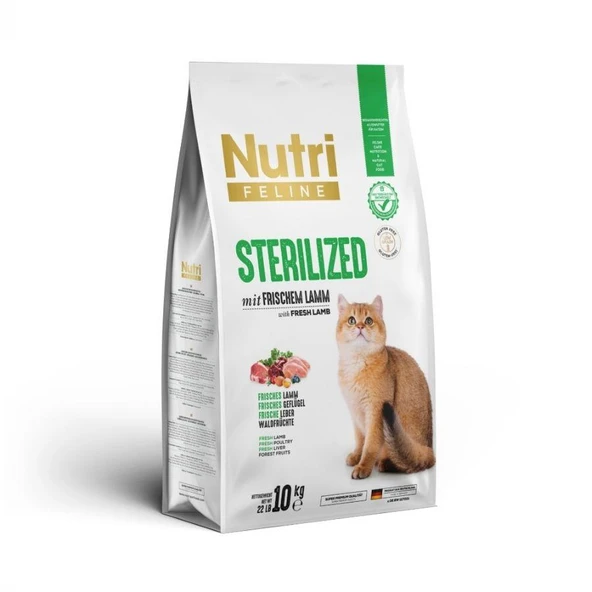 Nutri Feline Kuzulu Tahılsız Kısırlaştırılmış Yetişkin Kedi Maması 10 kg ürün görseli 1
