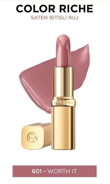 Loreal Paris Color Riche 601 Worth It Saten Bitişli Ruj ürün görseli 1
