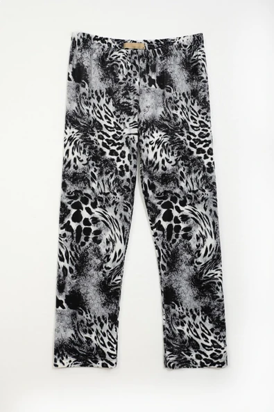 Kadın Yumuşak Kadife Dokulu Leopar Desenli Pijama Altı ürün görseli 1