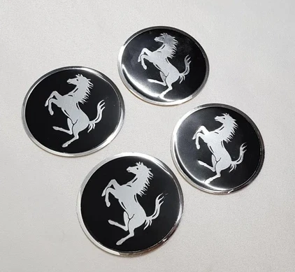 Jant Göbeği Arma Ferrari Alüminyum 60 mm 4'lü Set Siyah Krom ürün görseli 1