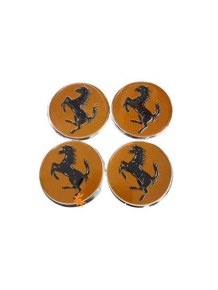 Jant Göbeği Arma Ferrari Alüminyum 60 mm 4'lü Set Sarı Krom ürün görseli 1