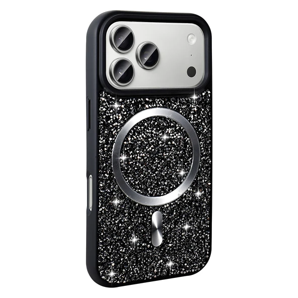 iPhone 17 Pro Max Kılıf Pırlanta Tasarımlı M-safe Şarj Özellikli Mozaik Silikon Kılıf ürün görseli 1