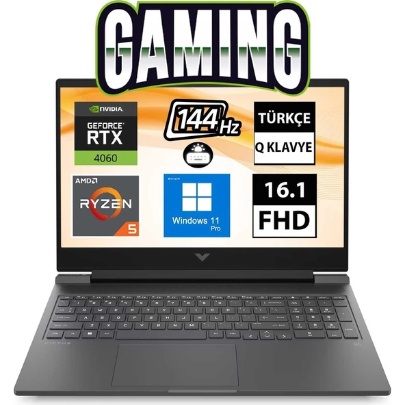 Victus 16-S0018NT 7Z4M8EA09 Ryzen5 7640HS 32GB 1tbssd RTX4060 16.1" Fullhd W11P Taşınabilir Bilgisayar ürün görseli 1