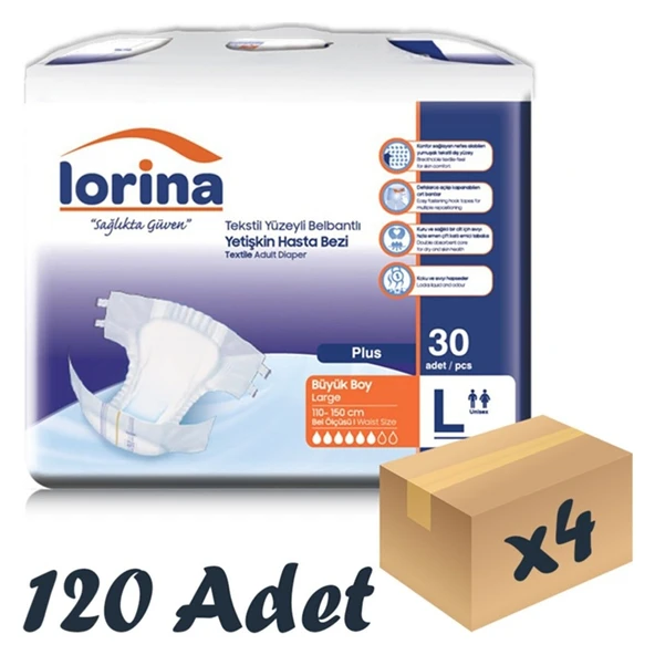 Lorina Belbantlı Büyük Boy L 30'lu 4 Adet Hasta Bezi ürün görseli 1