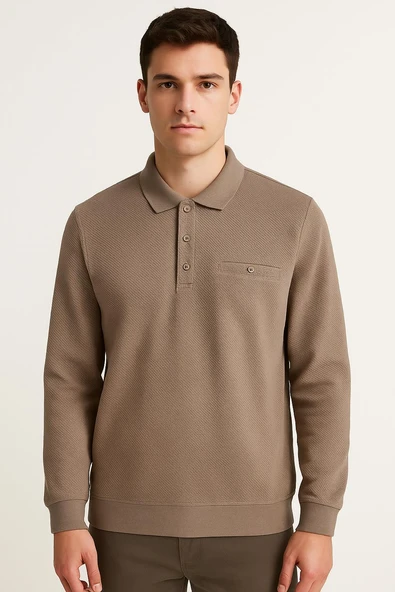Ercan Regular Fit Polo Yaka Uzun Kol Sweatshirt - 7419 ürün görseli 1