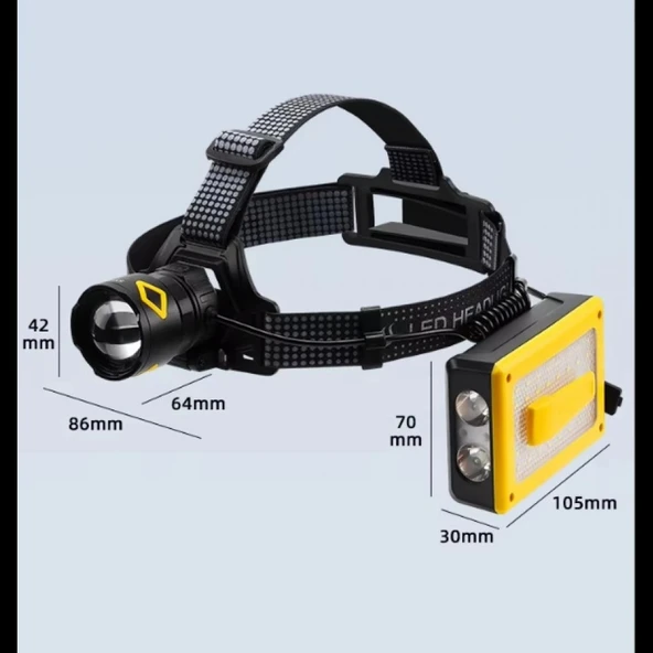 F.B.I Pro F-3003 Alüminyum PM10-TG LED Type-C Powerbank ve Solar Şarjlı Kamp Kafa Feneri ürün görseli 1