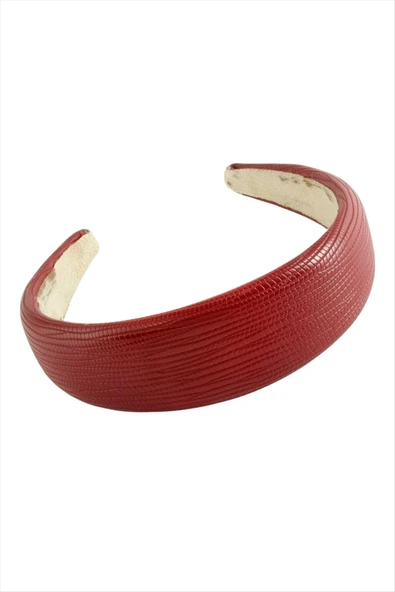 Çizgili Oval Deri Taç - Resim 4