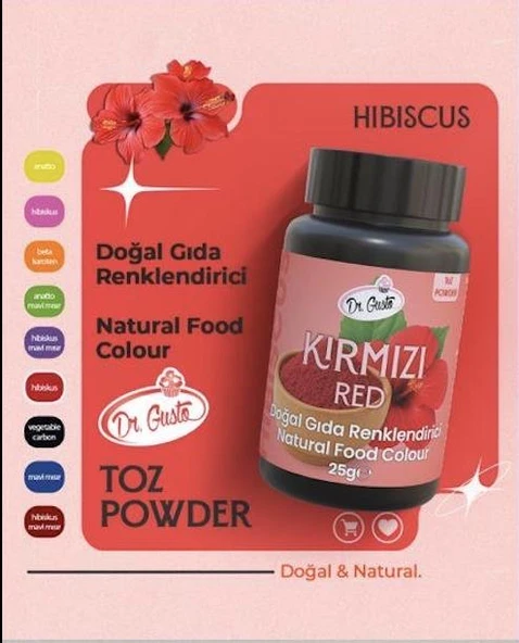DOĞAL TOZ GIDA  BOYASI DR.GUSTO 25 GR KIRMIZI ürün görseli 1